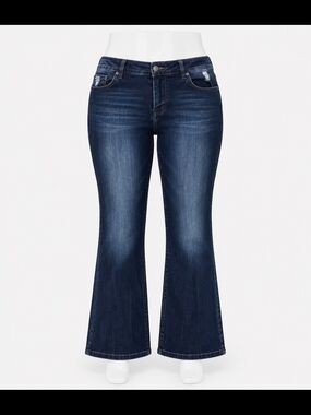 KanCan Dark Indigo Flared Wide Leg Jeans 18
